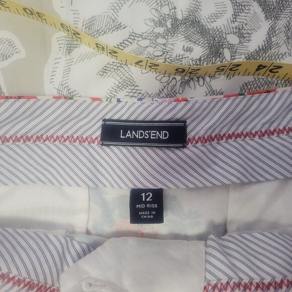 Lands' End Flowered Print 10" Cotton Shorts Size 12 EUC - Picture 3 of 9